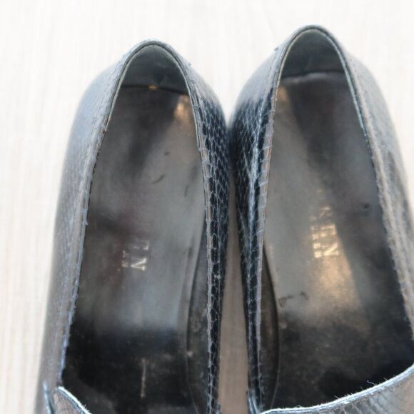 RALPH LAUREN leather penny loafer shoes black croc 7.5 office old money business - Picture 4 of 9